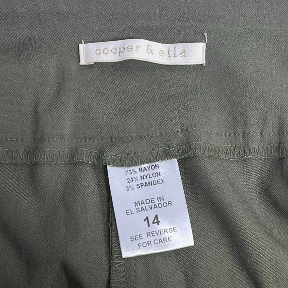 Cooper & Ella Stretch Dress Pull On Pants Slim Leg Women's Size 14 Green NWT - Picture 6 of 7